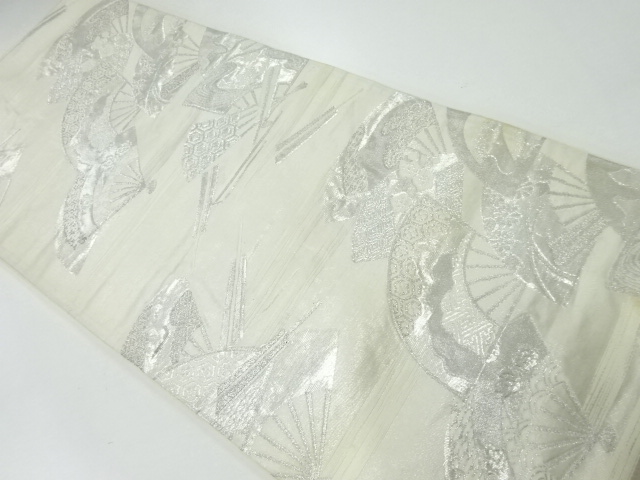 アンティーク　霞に扇模様織出し袋帯（材料）